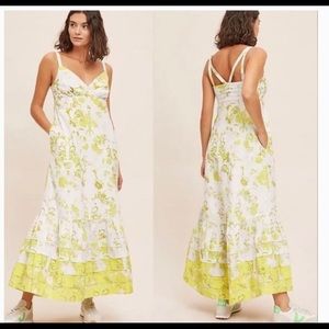 NWT Anthropologie boho Floral Maxi Dress White